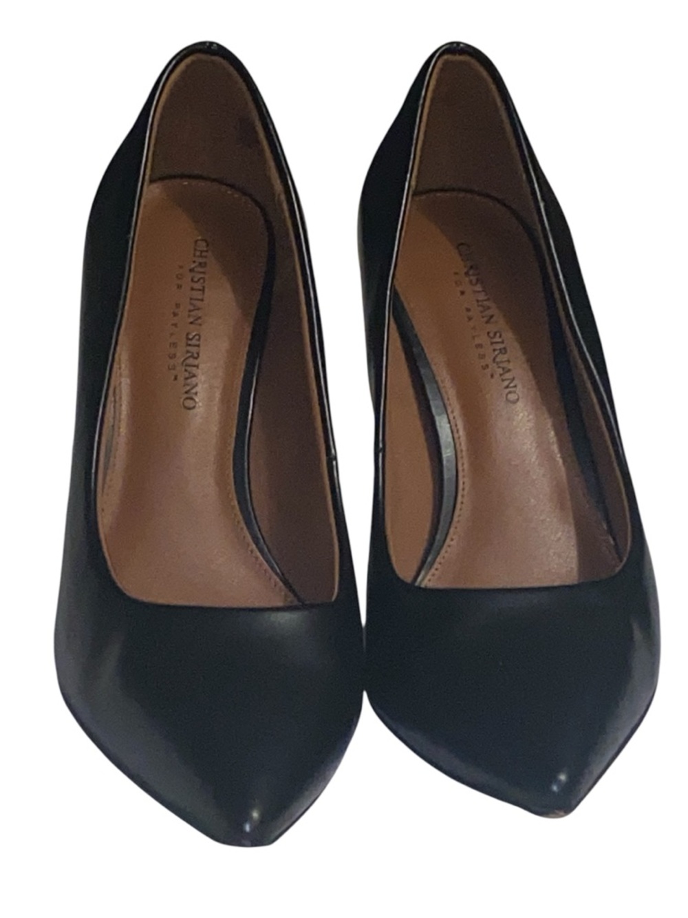 CHRISTIAN SIRIANO BLK FAUX LEATHER ‘HABIT’ PUMPS SZ 9.5